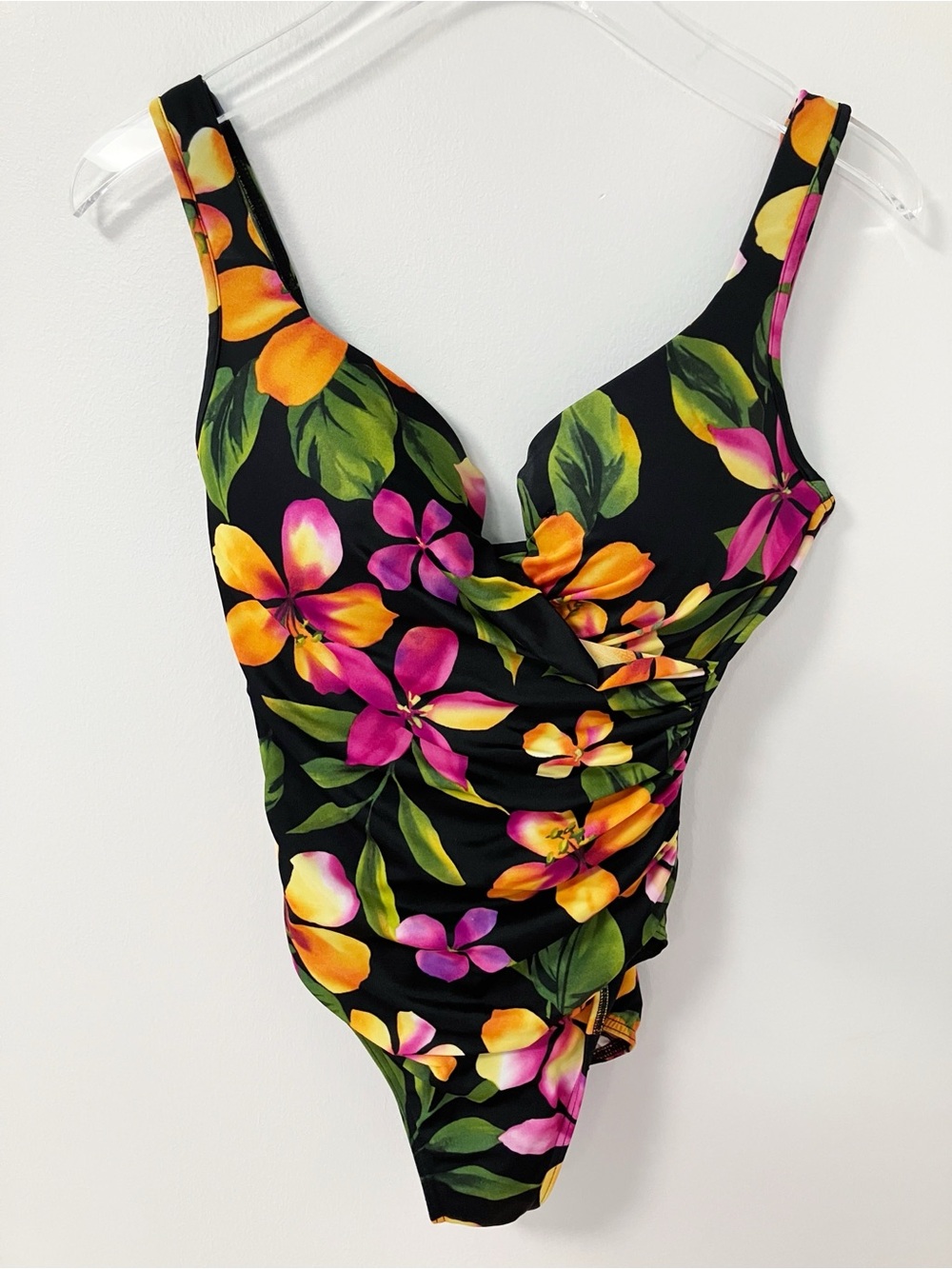 Miraclesuit | Black Tropical Floral One Piece Swimsuit Beach Travel Vacation
